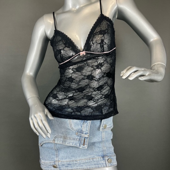 ❌SOLD-DEPOP❌ La SENZA Vintage Y2K Sheer Lace Tank Top - Picture 2 of 4